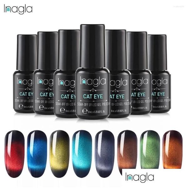 Gel de uñas Inagla 8 ml Piedra preciosa Cat Eye Polaco UV Barniz Soak Off Vernis Semi Permanente Arte Híbrido Lak Drop Entrega Salud Salón de Belleza Otixt