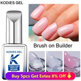 Gel pour les ongles KODIES GEL Brush On Builder Polish 15 ml Blanc laiteux Rose clair UV Base Coat French Manucure Renforcer pour l'extension 230714