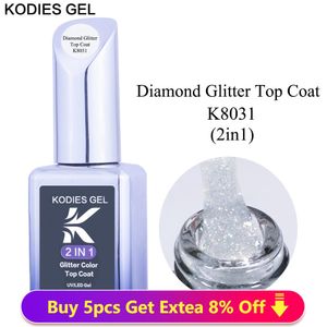 Nail Gel KODIES GEL Diamond Top Coat para barniz 15ML Super Shine UV Polish Soak Off Semi Permanente Glitter Topcoat No Wipe 230714