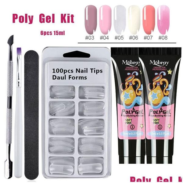 Gel de uñas Lghzlink Poly Kits de extensión Arte Francés Camuflaje claro Color Punta Cristal Uv Drop Entrega Salud Salón de belleza DHMKB