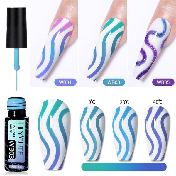 Gel à ongles LILYCUTE 5ml Ligne Changement de vernis thermique pour manucure Nail Art UV Semi Permanent Gellak Vernis de peinture à la main