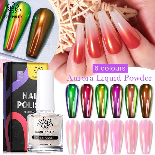 Gel pour ongles poudre de chrome liquide Aurora Shell miroir Pigment sans poussière effet métallique vernis à ongles accessoires d'art des ongles 230729