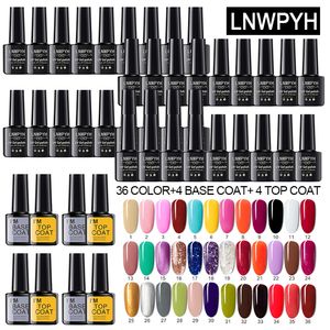 Nail Gel LNWPYH Polish Kit Kleur Set Glitter Matte Effect Semi Permanente Vernis Base Top Coat Voor Art Design 230714