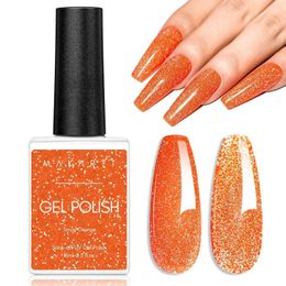 Nagel gel Makartt Glitter Polish Flash Diamond Oranje Reflecterende val 15 ml afwezig UV LED Sparkly Shiny Manicure Q240507