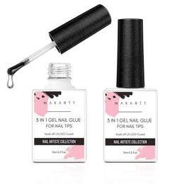 Gel de ongle Makartt Gel de colle à ongles pour ongles acryliques 3 en 1 Super Strong Brush UV Faux pressants Q240507