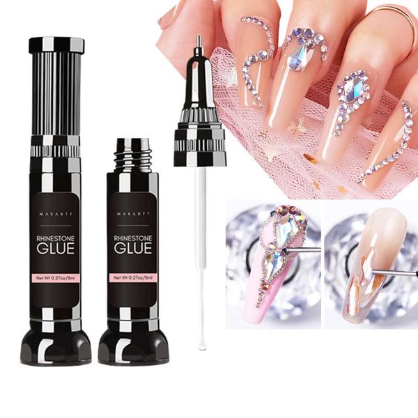 Gel ongle gem de la colle jilière de colle en ramine avec une pointe de stylo de brosse super fort adhésif précis pour les charmes Q240507