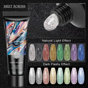 Gel de uñas MEET ACROSS 15ML Extensión de brillo reflectante Polaco de construcción rápida Barniz Acrílico UV LED Todo para