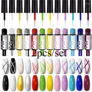 Gel pour ongles rencontre à travers 6/12 pièces ensemble de revêtement ligne Kit de vernis Art Design pour peinture UV dessin peinture à la main vernis