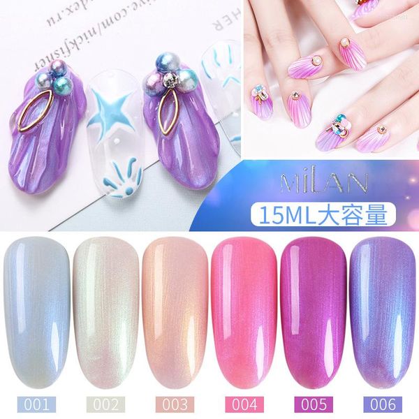 Gel pour ongles MiLAN 6 pièces/ensemble 15ml Kit de vernis sirène Gels de couleur de perle de coquille vernis d'art d'ongles Lot vernis Semi Permanent UV