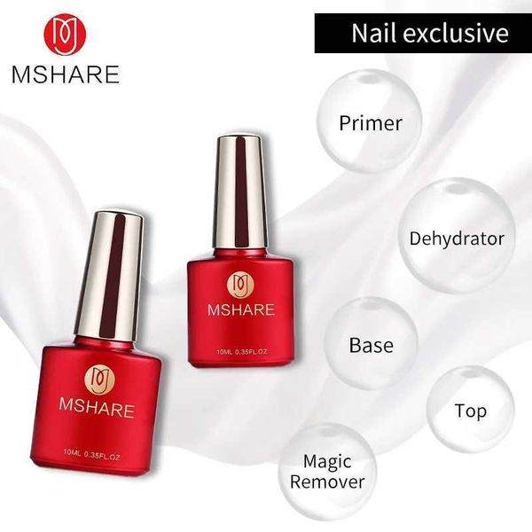 Gel de ongle Mshare 10 ml de base de base Gel Gel Bâtiment transparent Déshydrator amorce amélioré Immersion Nail UV LED Glue Q240507