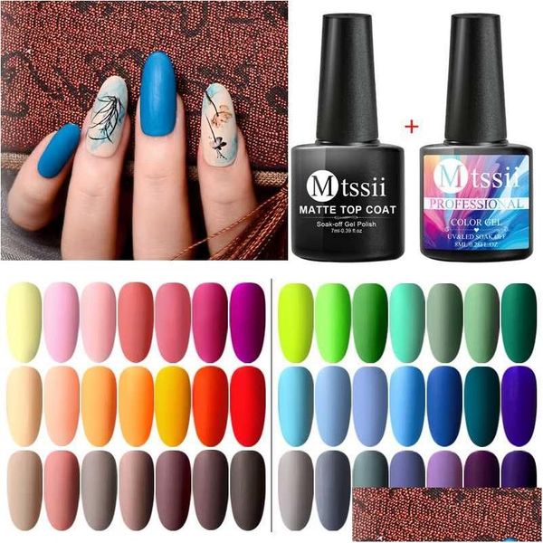 Gel de uñas Mtssii Color puro UV LED Mate Gel de uñas Polaco Primer Top Base Capa Nails Barniz Semi Permanente Arte Manicura Drop Entrega H Dhedb