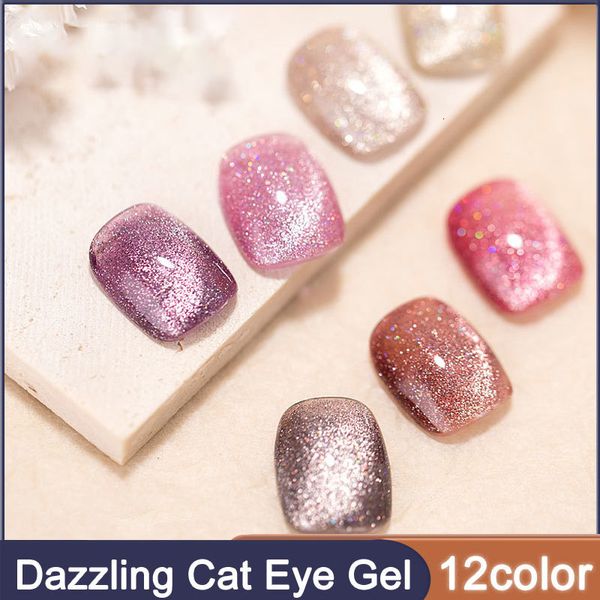 Gel pour les ongles MUSELUOGE 12 couleurs / set Gel de pénétration de glace Crystal Cat Eye Vernis à ongles 15 ml Semi Permanent Soak Off UV Vernis à ongles magnétique 230703