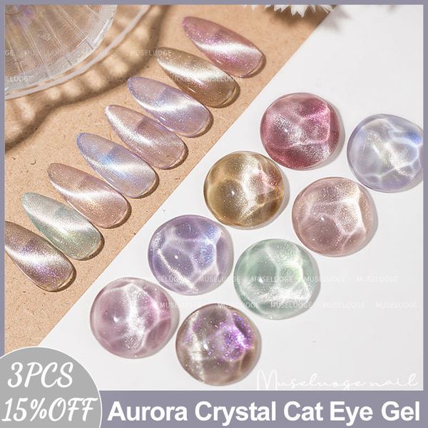 Gel pour ongles MUSELUOGE 8 couleurs Aurora Crystal Cat Eye Polish Nails 15ml Semi Permanent Soak Off Magnetic 230726