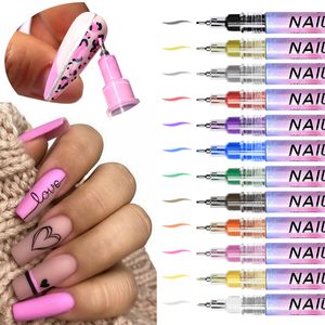 Nail Gel Nail Art Drawing Graffiti Pen Gel Pencil Plastic Waterproof Painting Liner Brush White Marker Pen Nail Manicure Decoration Tools 230706