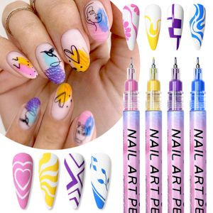 Nail Gel Nail Art Tekening Graffiti Pen Waterdicht Schilderen Liner Borstel DIY 3D Abstracte Lijnen Fijne Details Bloem Patroon Manicure gereedschap 230706