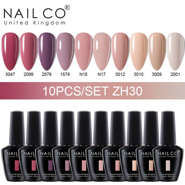 Nail Gel NAILCO 10pcsSet 15ml MultiColor Barniz Hybrid Gelvarnish Polish Set Top Coat Art Soak Off UV Gellak Lakiery 230714