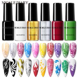 Nail Gel NICOLE DIARY Nail Stamping Polish Zwart Wit Nail Art Printing Vernis Peel Off Nail Latex voor Nail Stamping Plates DIY Tools 230706