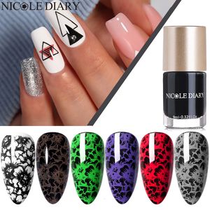 Nail Gel NICOLE DIARY Nail Stamping Polish Negro Blanco Red Stamp Barnices Impresión Lacas para Plate Template Image Transfer Polish 230706