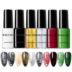 Vernis à ongles NICOLE DIARY Stamping Vernis à ongles Noir Blanc Or Argent Nail Art Impression Vernis DIY Design pour Stamping Plate Ongles Laques 230706
