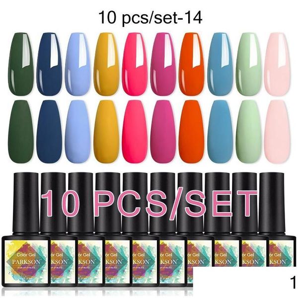 Vernis à Ongles Parkson 10 Pcs Set Vernis Semi Permanent Hybride Glitter Soak Off Uv Led Art Manucure Ongles Drop Delivery Health Beaut Dh1Zd