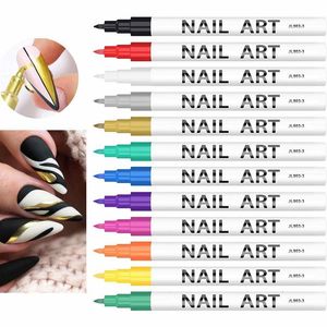 Nail Gel Pen 12 Kleuren Nagels Punt Puntjes Verf Pennen Waterdichte Inkt DIY Tekenpenseel Set Werkt Op Rock Glas Metaal Keramiek 230726