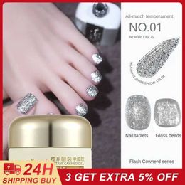 Gel de ongle photo de colle ombres ongles brillants polishing monochrome beauté et brise de santé diamants cassés nail blanc Q240507