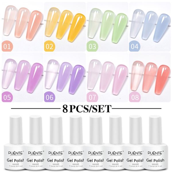 Gel pour ongles PUENTE Jelly Polish Set Couleur nude semi-transparente pour manucure Soak Off UV Art Vernis Kit 230718