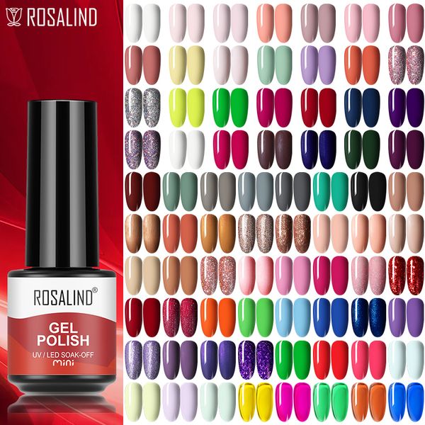 Gel pour les ongles ROSALIND Mini Gel Vernis à Ongles Soak Off Gel Vernis Nail Art Semi Permanent Couleur Pure Vernis à Ongles Vernis Base Top Coat Esmalte 230706