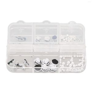 Juego de gel para uñas, caja de almacenamiento con forma de mariposa para manicura en blanco y negro, decorativa portátil brillante para salón de belleza