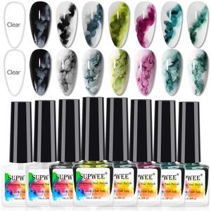 Nail Gel SUPWEE 8PCS6PCS Polish Set Bloeiende Aquarel Inkt Bloem Semi Permanente Kunst Vernis voor Manicure 230714