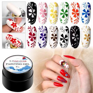 Gel de uñas T-TIAO CLUB 5ML Pintura colorida Barniz UV Polaco Manicura DIY Diseño de arte francés Soak Off Pintado