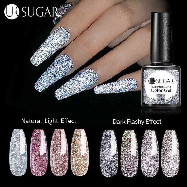 Nail Gel Toy 7 5ml Disco Reflective Polish Silver Colorful Soak Off Auroras Uv Led Diy Art Decoration 0328