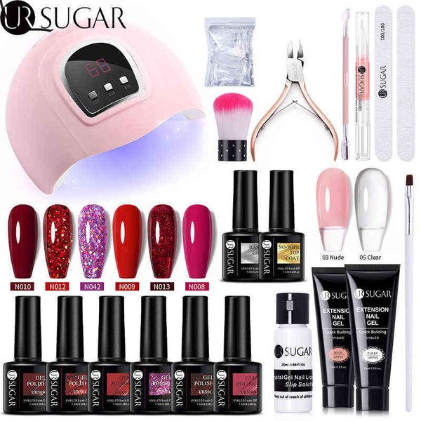 Nail Gel Toy UV Set Extension Glitter con lámpara LED Soak Off Manicura S Art Decoraciones Kits de herramientas 0328