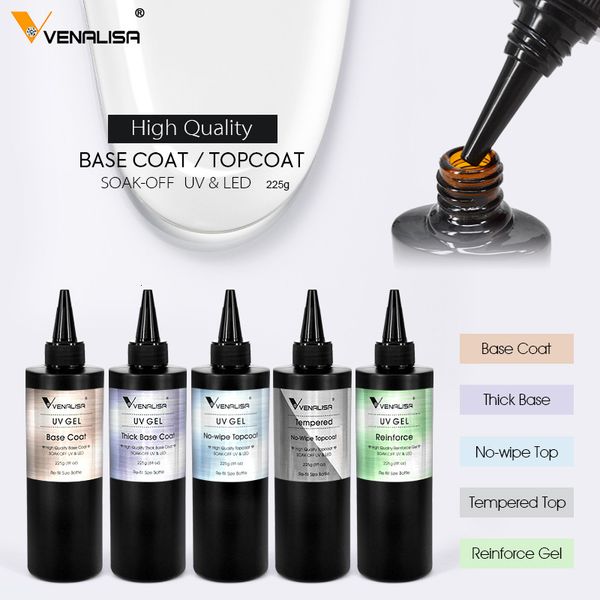 Gel de uñas Venalisa 225g30ml Paquete de recarga de gran volumen Capa superior templada de larga duración Soak Off UV LED Base gruesa Reforzar 230714