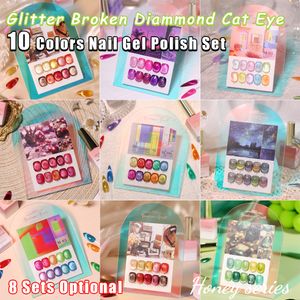 Nail Gel Vendeeni 10 ColorsSet Glitter Broken Diamond Cat Eye Gel Esmalte de uñas Magnético UV Soak Off Gel Barniz Colorido Shiny Gel Polish 230717