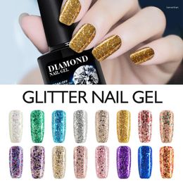 Gel de ongles en gros modelones 10 ml 3d diamant paillettes vernis de lame de tremper en UV polonais durable