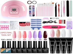 Gel de uñas YinkizNail Set 54W Lámpara Secadora Taladro Máquina Kit de manicura Polygels Polaco Soak Art Tools1854715