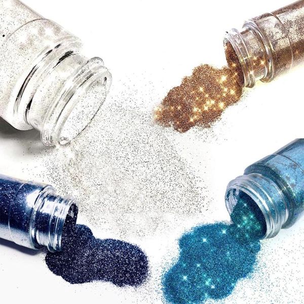 Brillo de uñas 0,2 mm / 20 g Extra fino 18 colores Artes Cosmética Resina Artesanía Polvo suelto Coctelera Limo y vaso