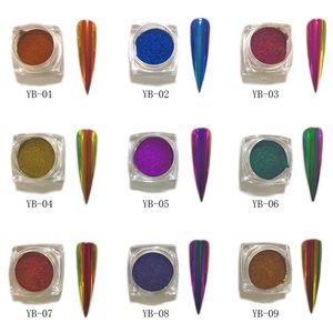 Nail Glitter 02gBox Caméléon Miroir Laser Nail Glitter Poudres Auroras Nail Art Chrome Pigment Dust DIY Design Décoration 230705