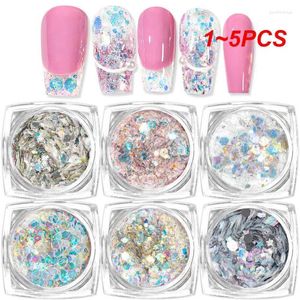 Nagelglitter 1-5 stks kleurrijke manicure nagels iriserende gemengde zeshoek mousserende vlokken aurora gel polish decor accessoires