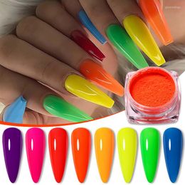 Nagel Glitter 1 Doos Fluorescerend Poeder Geel Groen Neon Pigment Kleurrijke Art Dust Manicure Voor 3D Decoratie