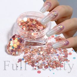Nagelglitter 1 doos zeshoeken nagels pailletten holografische decoraties Sparkle 3D vlokken gel charmes manicure paillette laxbr0112 230814