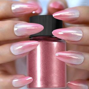 Nagelglitter 1 doos roze wit chroom gradiëntpoeder glanzende spiegel pareleffect kleurrijke kunst wrijven stof op manicure decoraties