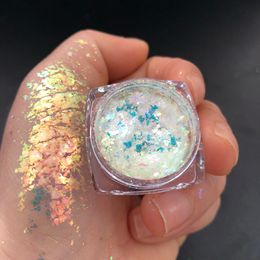 Nagel Glitter 1 Doos Glanzende Zeemeermin Opaal Poeder Aurora Chameleon Yuki Rainbox Pailletten Eenhoorn Spiegel 230808