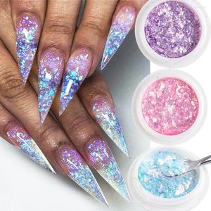 Paillette de ongles 1 boîte de sirène brillante poudre d'opale Aurora Yuki Flakes Design Manucure Mirror Neon Pigment Sequin Accessory LE1857
