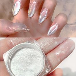 Nagelglitter 1 pot Fairy glanzend ijs wit fijn parelpoeder met sterke parelachtige glans kunststof decoraties manicure diy gereedschap