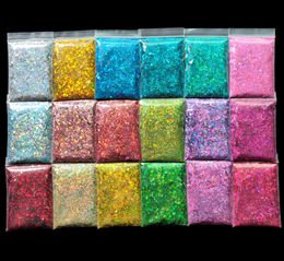 Nail Glitter 100gbag Hexagon Holographic Chunky Tips Powder Mermaid Flakes Resina brillante Crystal mud 230714