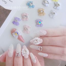 Nagelglitter 100st Lot Korea Shinny Heart Pearl Art Charms 14 12 5mm Smycken Sticker Pärlor Diamantdekorationer för naglar Design B073 230704