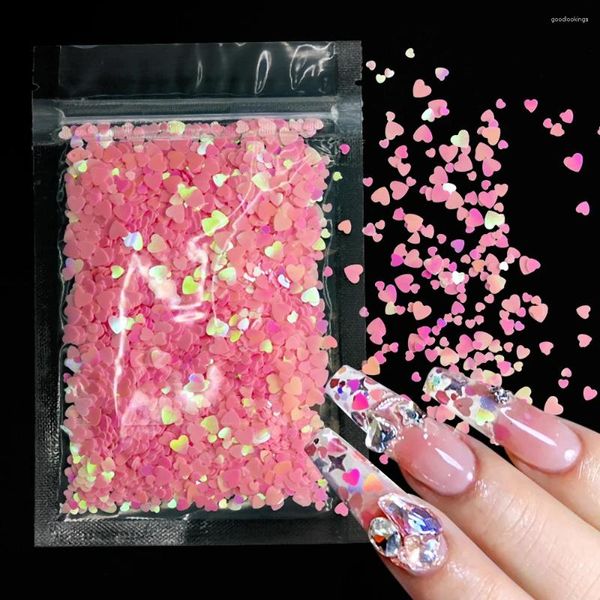 Brillo de uñas 10g Escama holográfica Láser Corazón brillante Lentejuela Rosa Lentejuela Paillette DIY Gel Polaco Manicura Decoración artística