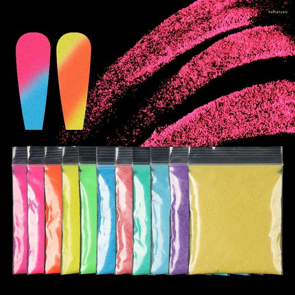 Uñas brillo 10g pigmento neón polvo fluorescente stanny cromo polvo accesorios de manicura colorida para decoraciones de arte de bricolaje